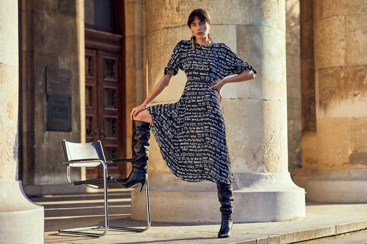 <strong>Patterned dresses</strong> for fall – styling in several ways!